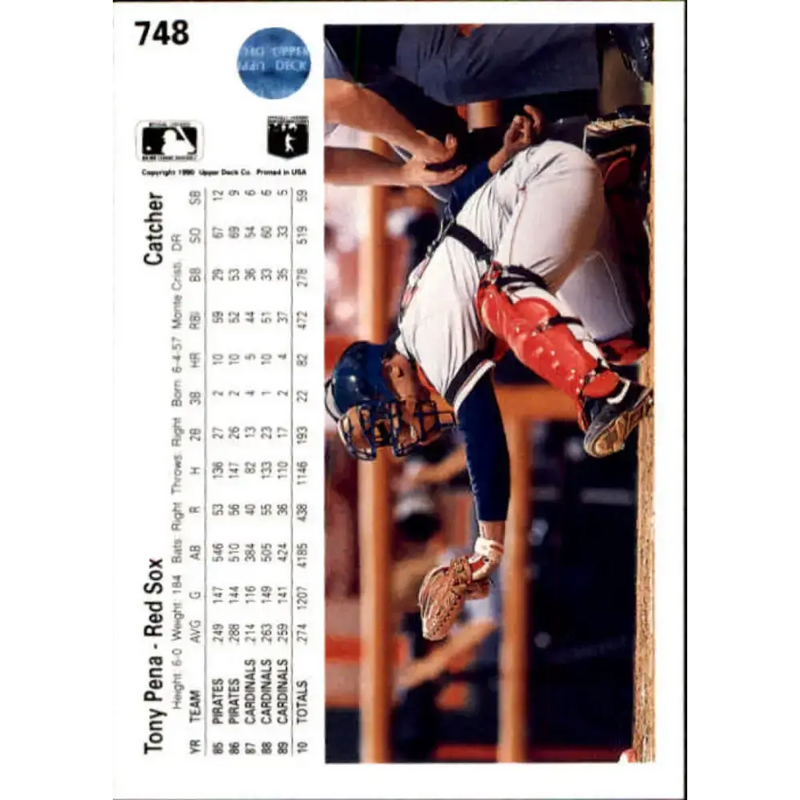 1990 Upper Deck #748 Tony Pena NM-MT Boston Red Sox Baseball Card - Baseball Card Single