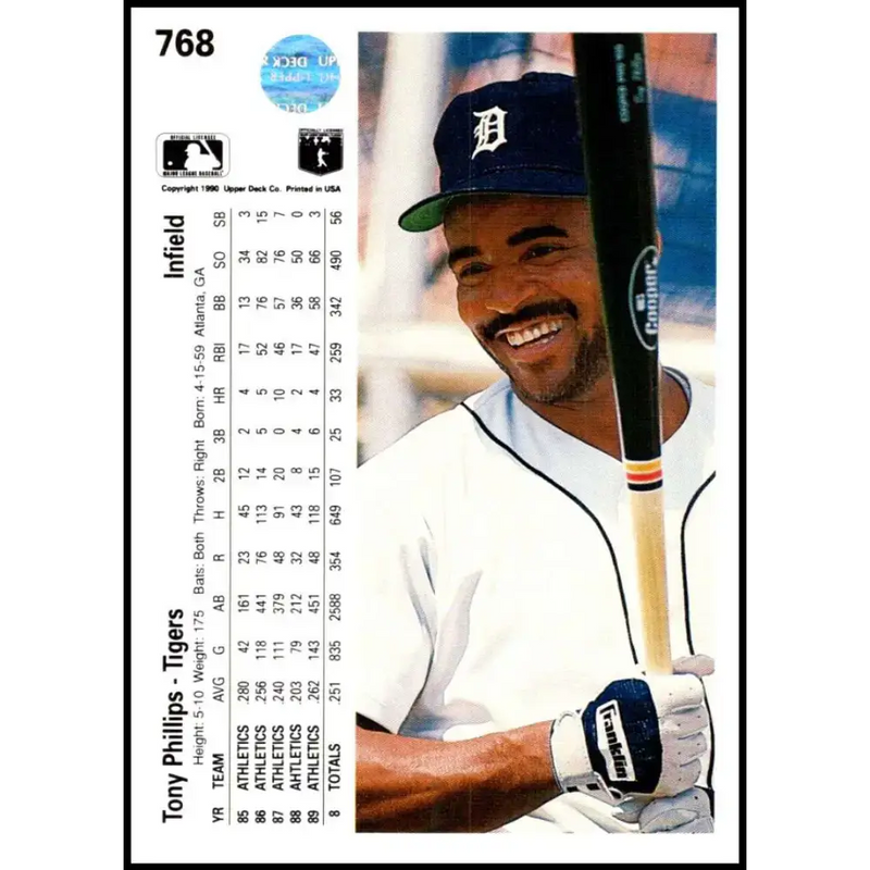 1990 Upper Deck #768 Tony Phillips NM-MT Detroit Tigers Baseball Card - Baseball Card Single