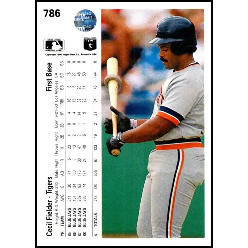 1990 Upper Deck #786 Cecil Fielder NM-MT Detroit Tigers Baseball Card - Baseball Card Single