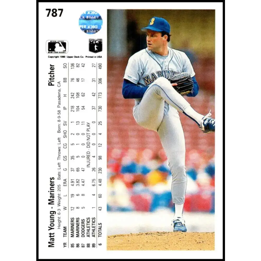 1990 Upper Deck #787 Matt Young NM-MT Seattle Mariners Baseball Card - Baseball Card Single
