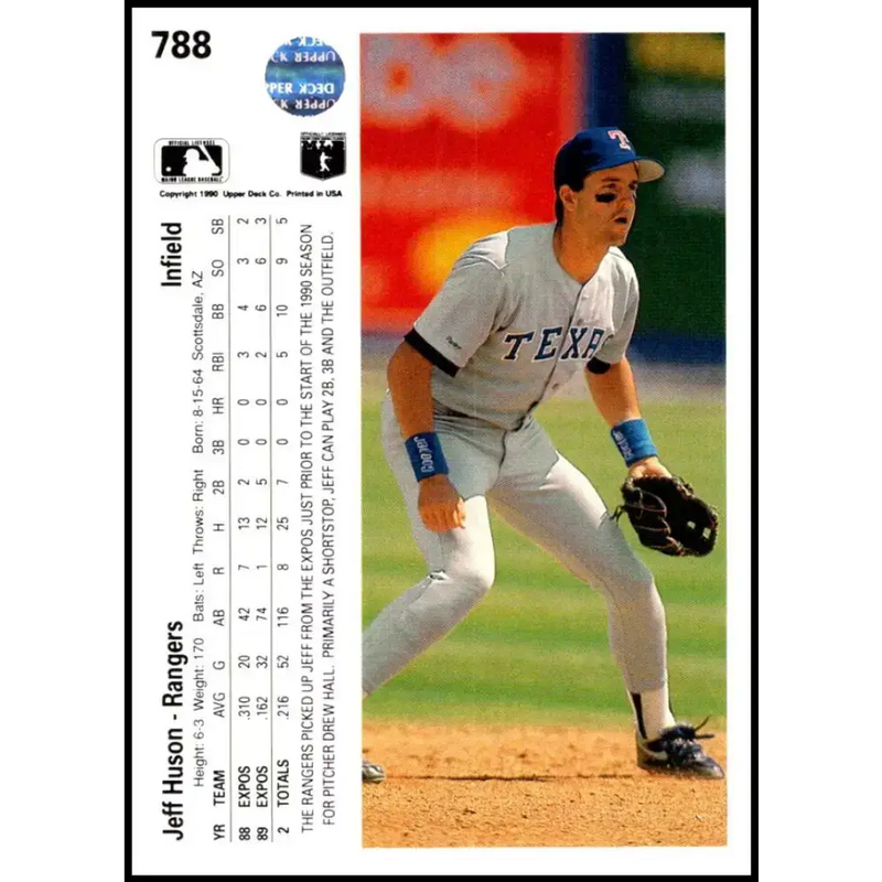 1990 Upper Deck #788 Jeff Huson NM-MT Texas Rangers Baseball Card - Baseball Card Single