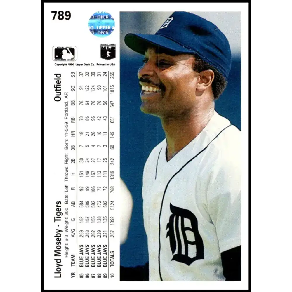 1990 Upper Deck #789 Lloyd Moseby NM-MT Detroit Tigers Baseball Card - Baseball Card Single