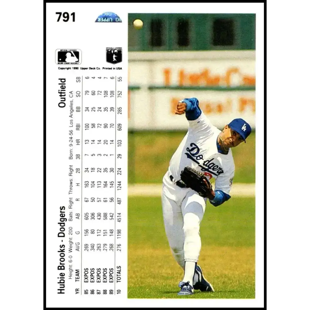 1990 Upper Deck #791 Hubie Brooks NM-MT Los Angeles Dodgers Baseball Card - Baseball Card Single