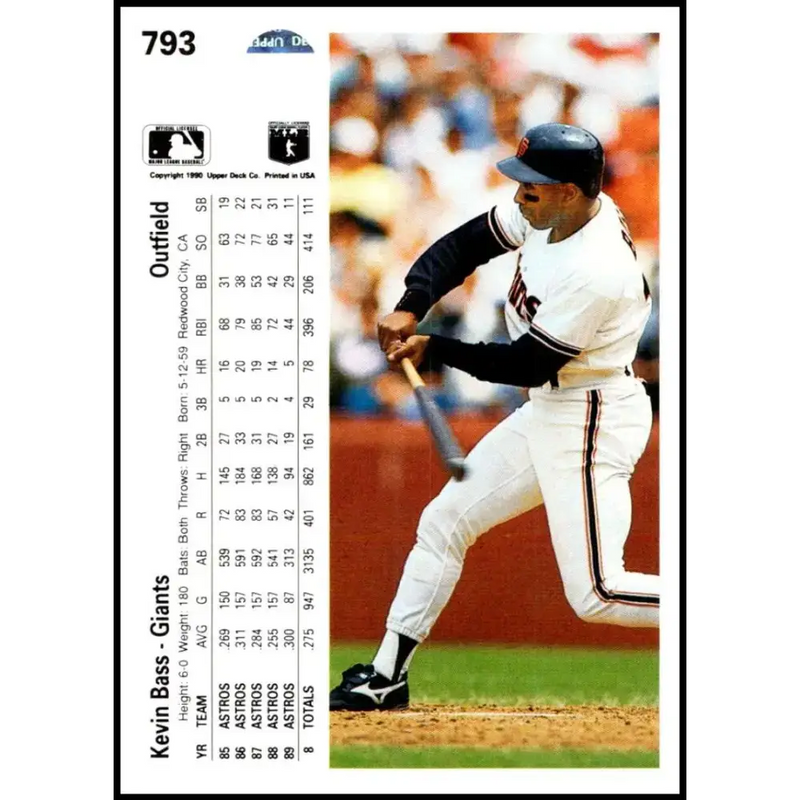 1990 Upper Deck #793 Kevin Bass NM-MT San Francisco Giants Baseball Card - Baseball Card Single