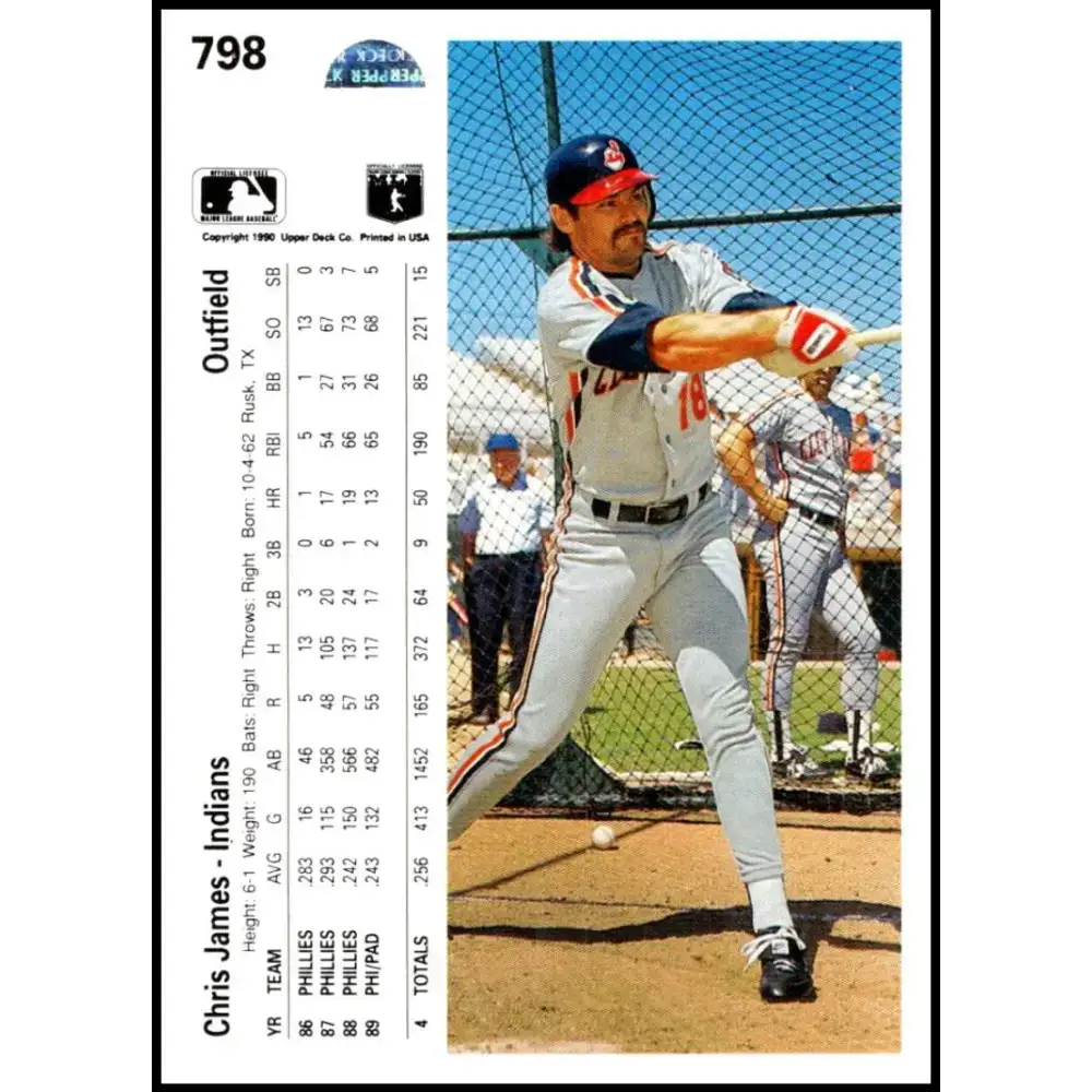 1990 Upper Deck #798 Chris James NM-MT Cleveland Indians Baseball Card - Baseball Card Single