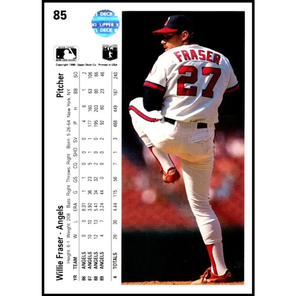 1990 Upper Deck #85 Willie Fraser NM-MT California Angels Baseball Card - Baseball Card Single