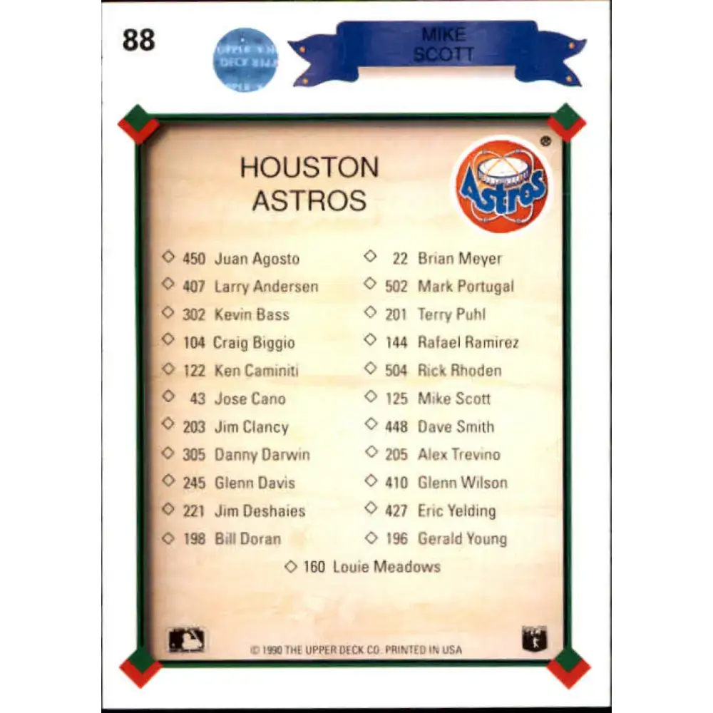 1990 Upper Deck #88 Mike Scott TC NM-MT Houston Astros Baseball Card - Baseball Card Single