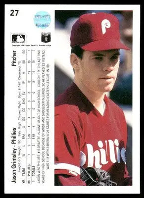1990 Upper Deck Jason Grimsley #27 Baseball - Baseball Card Single