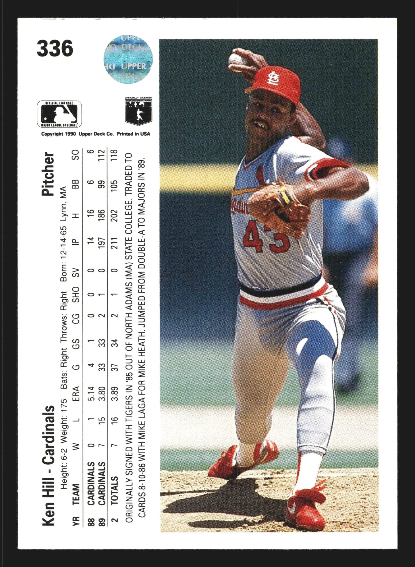 1990 Upper Deck Ken Hill #336 St. Louis Cardinals - Baseball Card Single