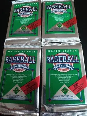 1990 Upper Deck - MLB Sealed Pack LOT. FOUR unopened packs. ⚾️ 💥 NRMT+ - Baseball Card Box