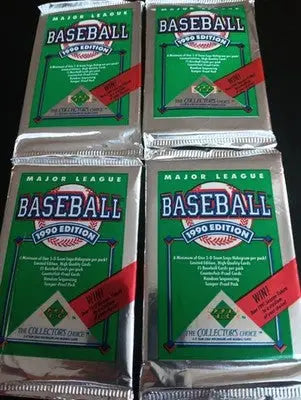 1990 Upper Deck - MLB Sealed Pack LOT. FOUR unopened packs. ⚾️ 💥 NRMT+ - Baseball Card Box