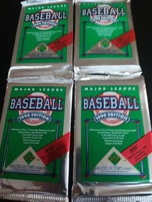 1990 Upper Deck - MLB Sealed Pack LOT. FOUR unopened packs. ⚾️ 💥 NRMT+ - Baseball Card Box