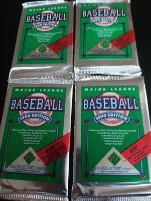 1990 Upper Deck - MLB Sealed Pack LOT. FOUR unopened packs. ⚾️ 💥 NRMT+ - Baseball Card Box