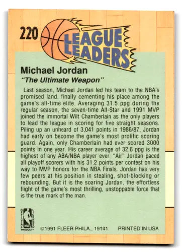 Michael Jordan basketball card with original gloss from 1991-92 Fleer series