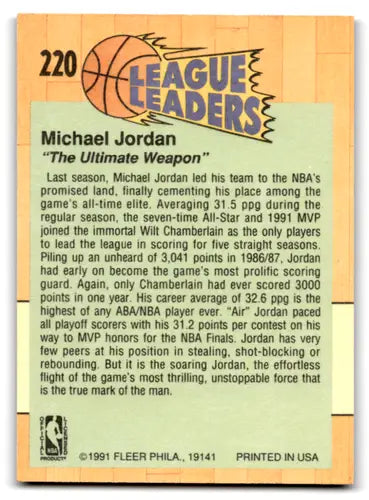 Original gloss Michael Jordan basketball card from 1991-92 Fleer featuring Bulls by Simply Sandoval