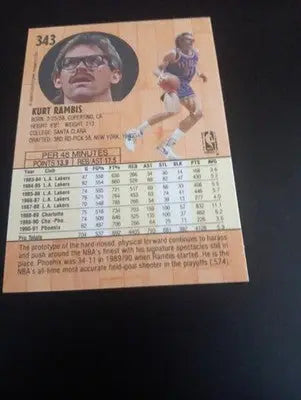 1991-92 Fleer - Kurt Rambis #343. Phoenix Suns. NRMT+ - Basketball Card Single