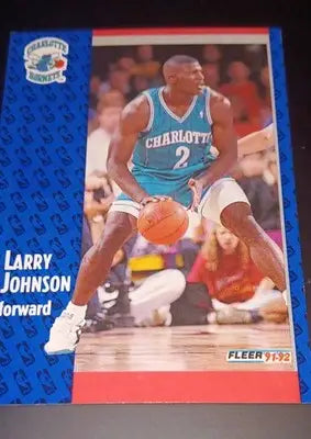 1991-92 Fleer - Larry Johnson #255 (RC). Charlotte Hornets. NRMT+ - Basketball Card Single