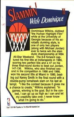 1991-92 Hoops Slam Dunk #II Dominique Wilkins - Basketball Card Single