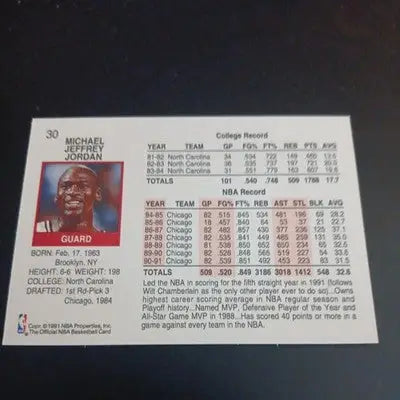 1991-92 NBA Hoops - Michael Jordan #30. Chicago Bulls. NRMT+ - Basketball Card Single