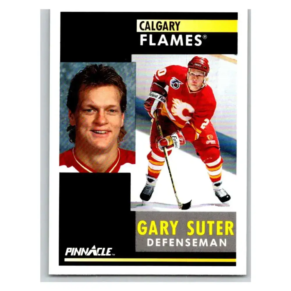 1991-92 Pinnacle #11 Gary Suter NM-MT Calgary Flames Hockey Card - Hockey Card Single