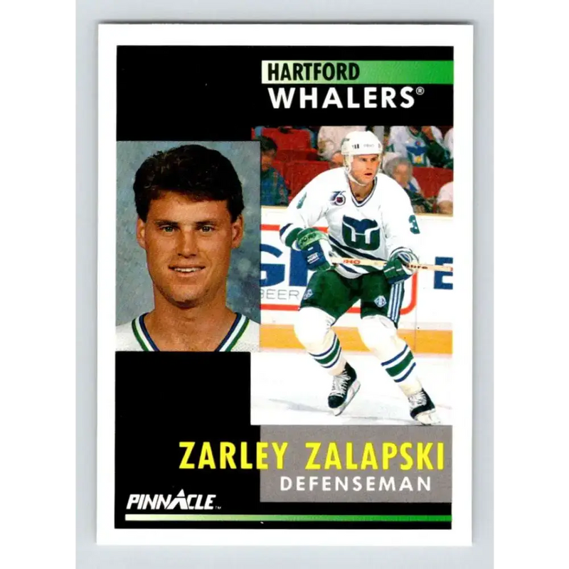 1991-92 Pinnacle #110 Zarley Zalapski NM-MT Hartford Whalers Hockey Card - Hockey Card Single