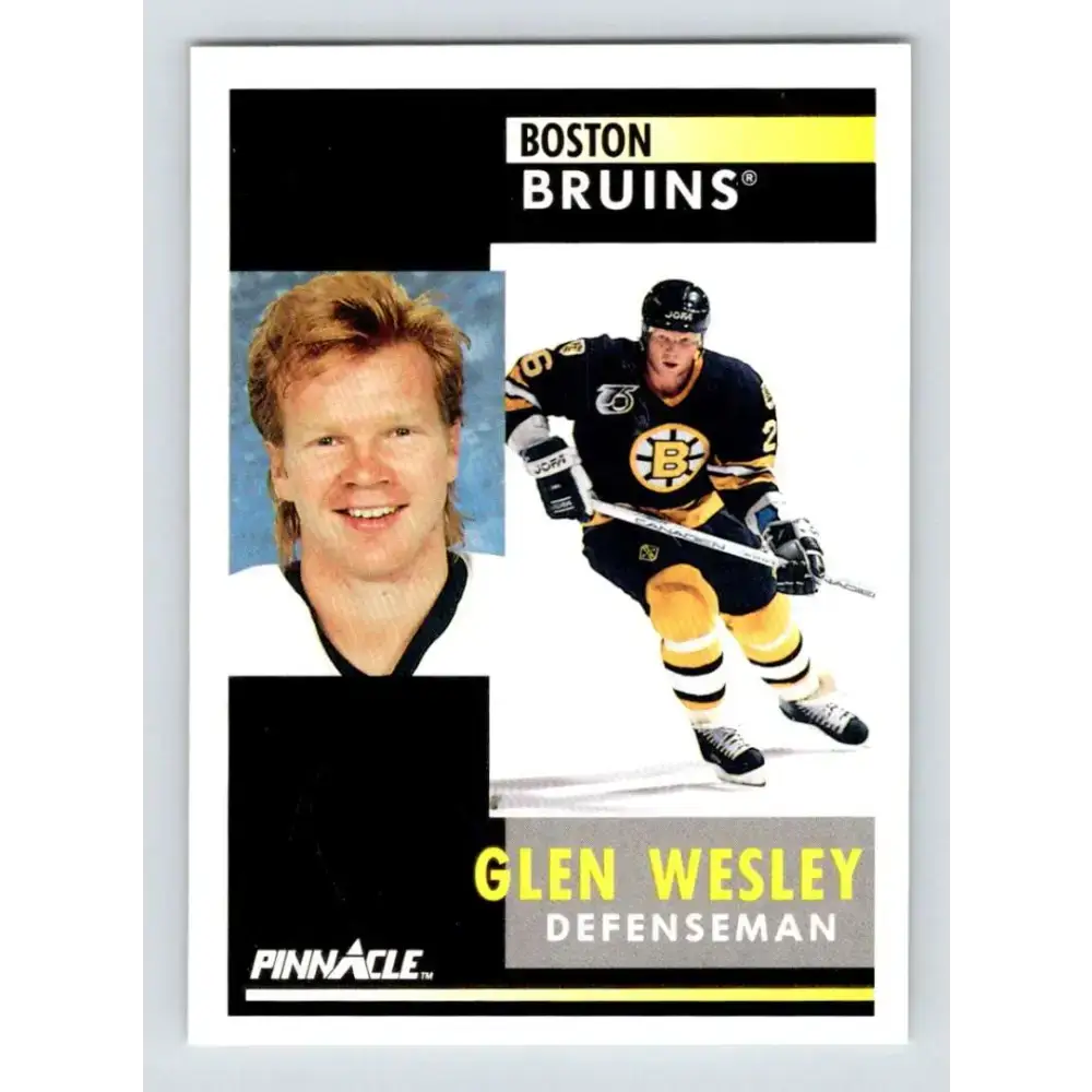 1991-92 Pinnacle #112 Glen Wesley NM-MT Boston Bruins Hockey Card - Hockey Card Single