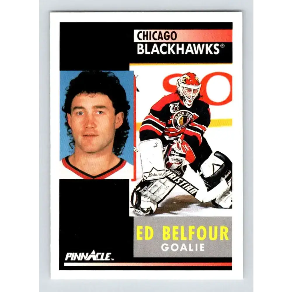 1991-92 Pinnacle #127 Ed Belfour NM-MT Chicago Blackhawks Hockey Card - Hockey Card Single