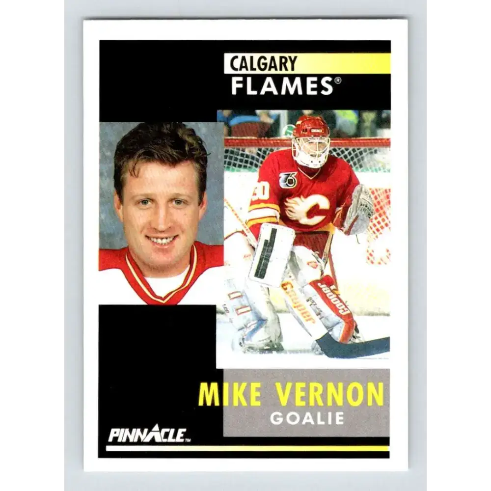1991-92 Pinnacle #132 Mike Vernon NM-MT Calgary Flames Hockey Card - Hockey Card Single