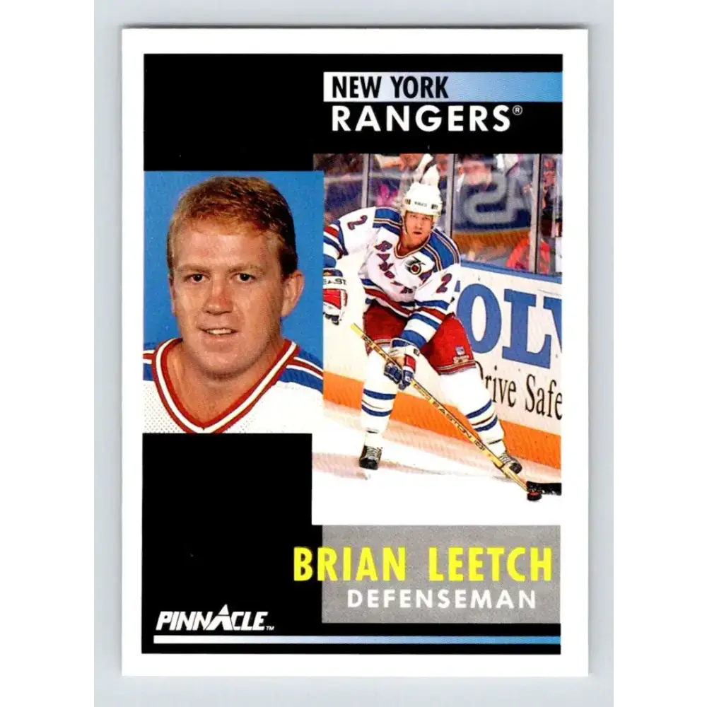 1991-92 Pinnacle #136 Brian Leetch NM-MT New York Rangers Hockey Card - Hockey Card Single