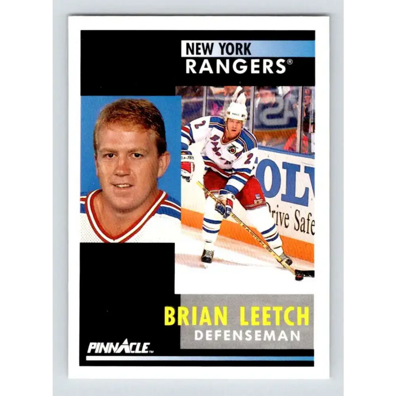1991-92 Pinnacle #136 Brian Leetch NM-MT New York Rangers Hockey Card - Hockey Card Single