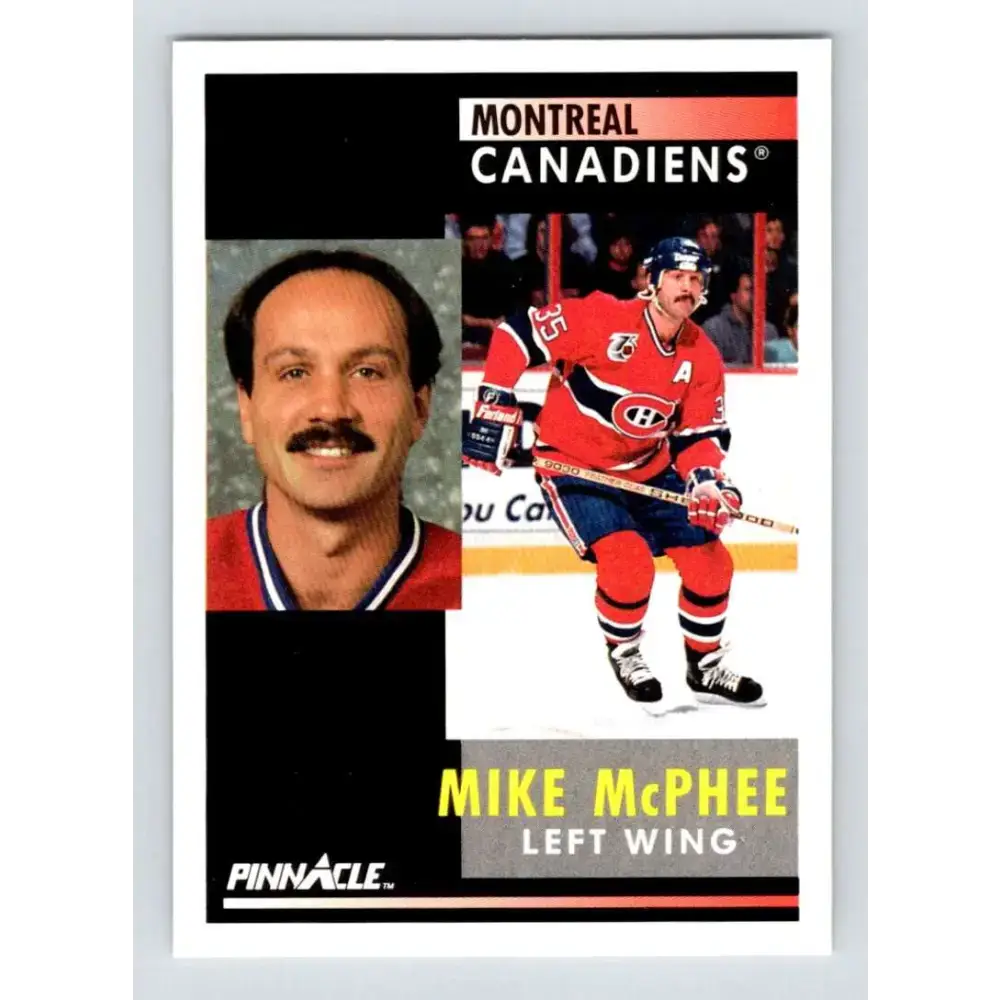1991-92 Pinnacle #147 Mike McPhee NM-MT Montreal Canadiens Hockey Card - Hockey Card Single
