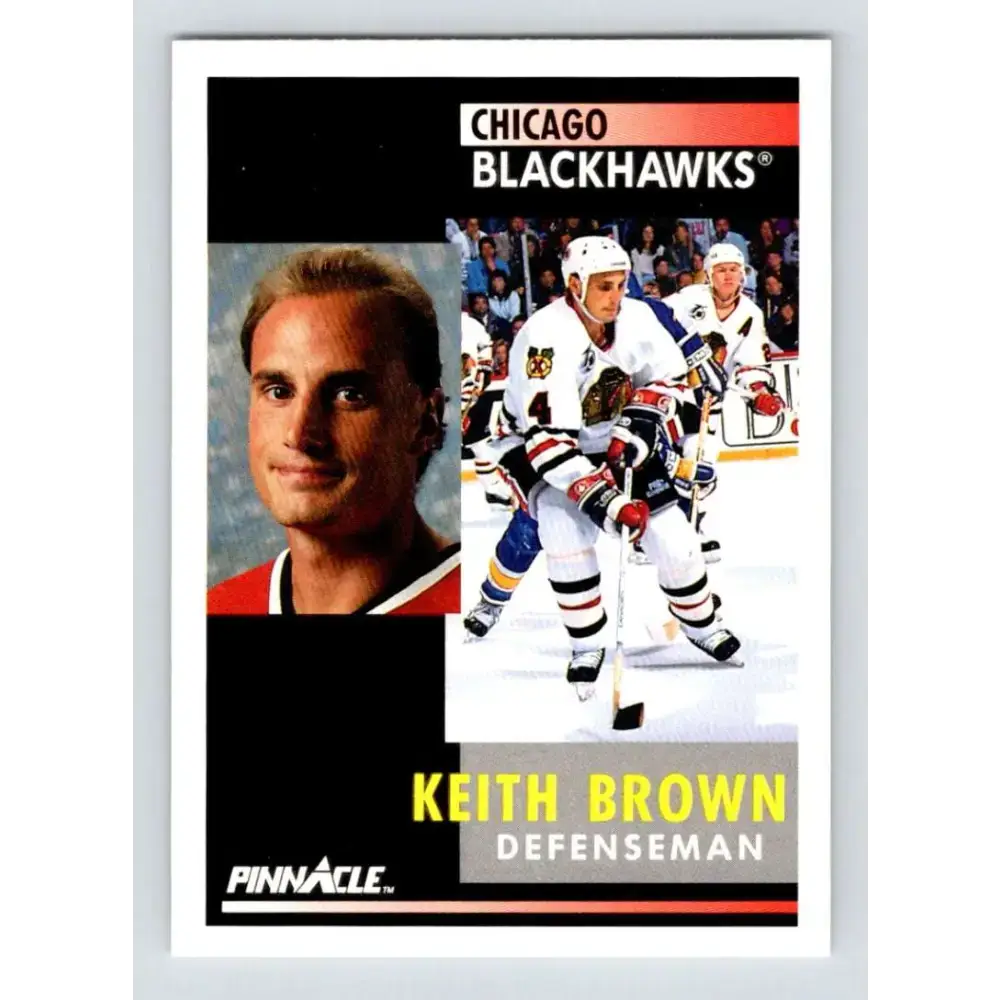 1991-92 Pinnacle #154 Keith Brown NM-MT Chicago Blackhawks Hockey Card - Hockey Card Single