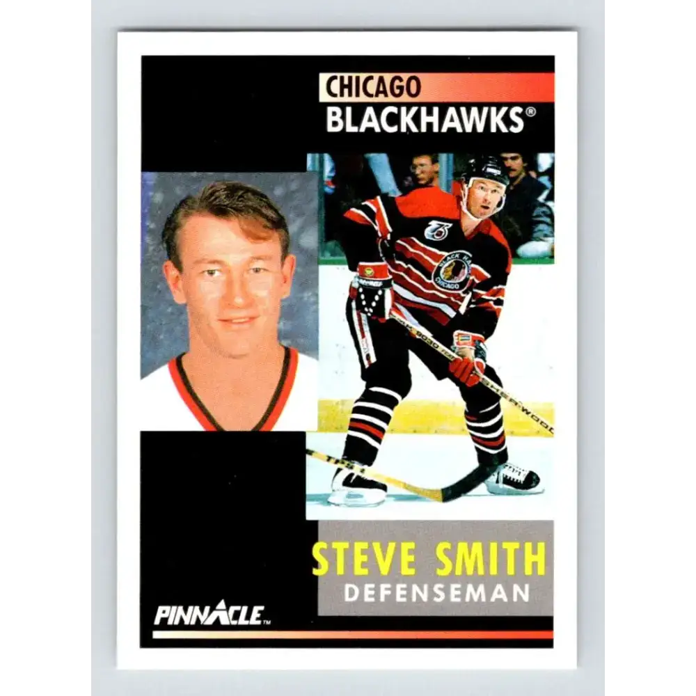 1991-92 Pinnacle #18 Steve Smith NM-MT Chicago Blackhawks Hockey Card - Hockey Card Single