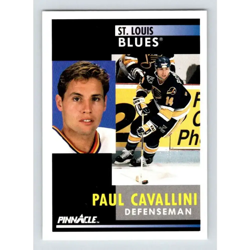 1991-92 Pinnacle #182 Paul Cavallini NM-MT St. Louis Blues Hockey Card - Hockey Card Single