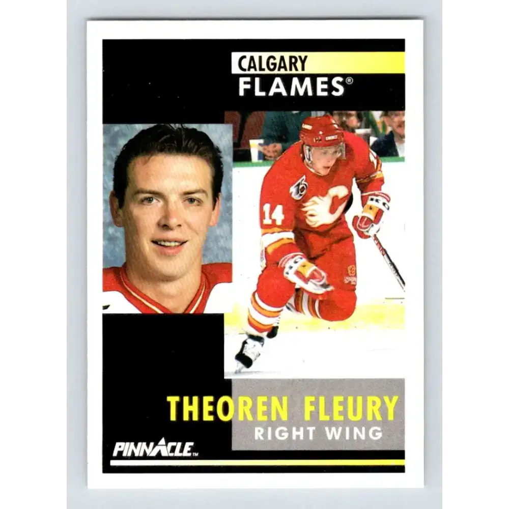 1991-92 Pinnacle #190 Theo Fleury NM-MT Calgary Flames Hockey Card - Hockey Card Single