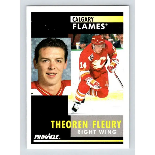 1991-92 Pinnacle #190 Theo Fleury NM-MT Calgary Flames Hockey Card - Hockey Card Single