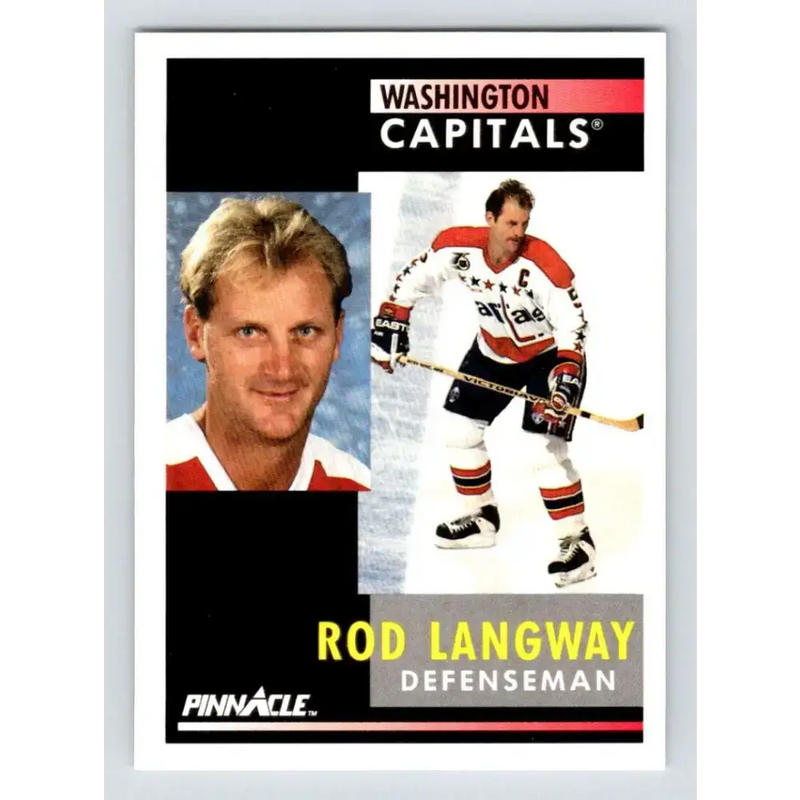 1991-92 Pinnacle #195 Rod Langway NM-MT Washington Capitals Hockey Card - Hockey Card Single