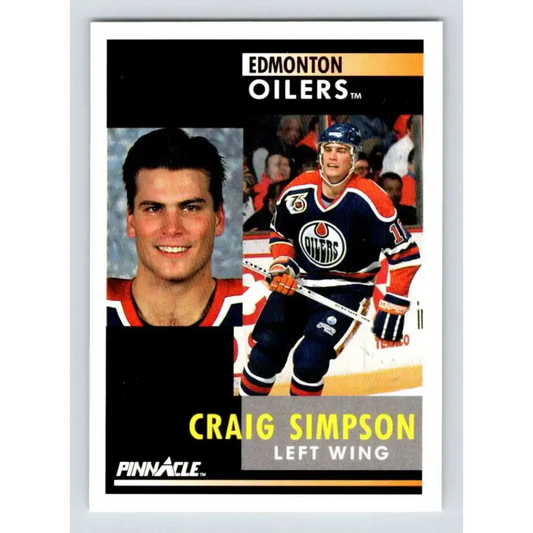1991-92 Pinnacle #196 Craig Simpson NM-MT Edmonton Oilers Hockey Card - Hockey Card Single