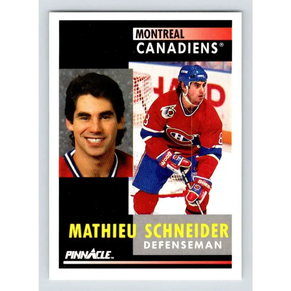 1991-92 Pinnacle #209 Mathieu Schneider NM-MT Montreal Canadiens Hockey Card - Hockey Card Single