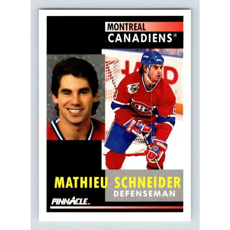 1991-92 Pinnacle #209 Mathieu Schneider NM-MT Montreal Canadiens Hockey Card - Hockey Card Single