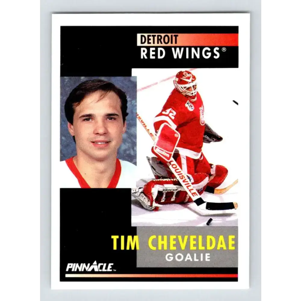 1991-92 Pinnacle #21 Tim Cheveldae NM-MT Detroit Red Wings Hockey Card - Hockey Card Single