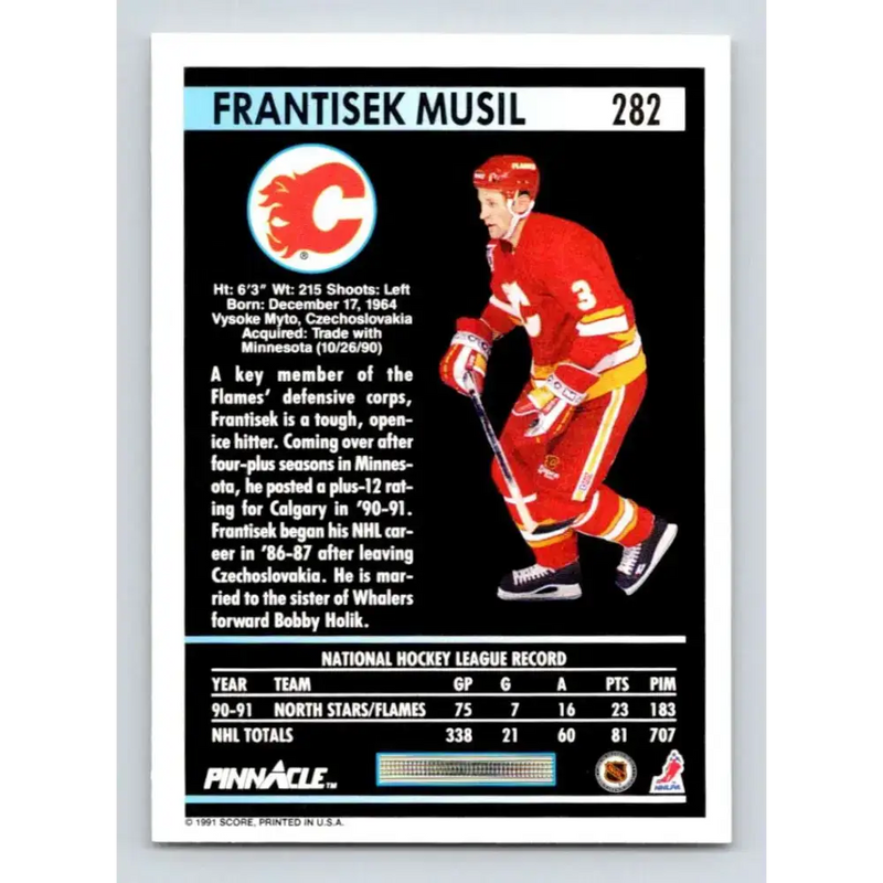 1991-92 Pinnacle #282 Frank Musil NM-MT Calgary Flames Hockey Card - Hockey Card Single