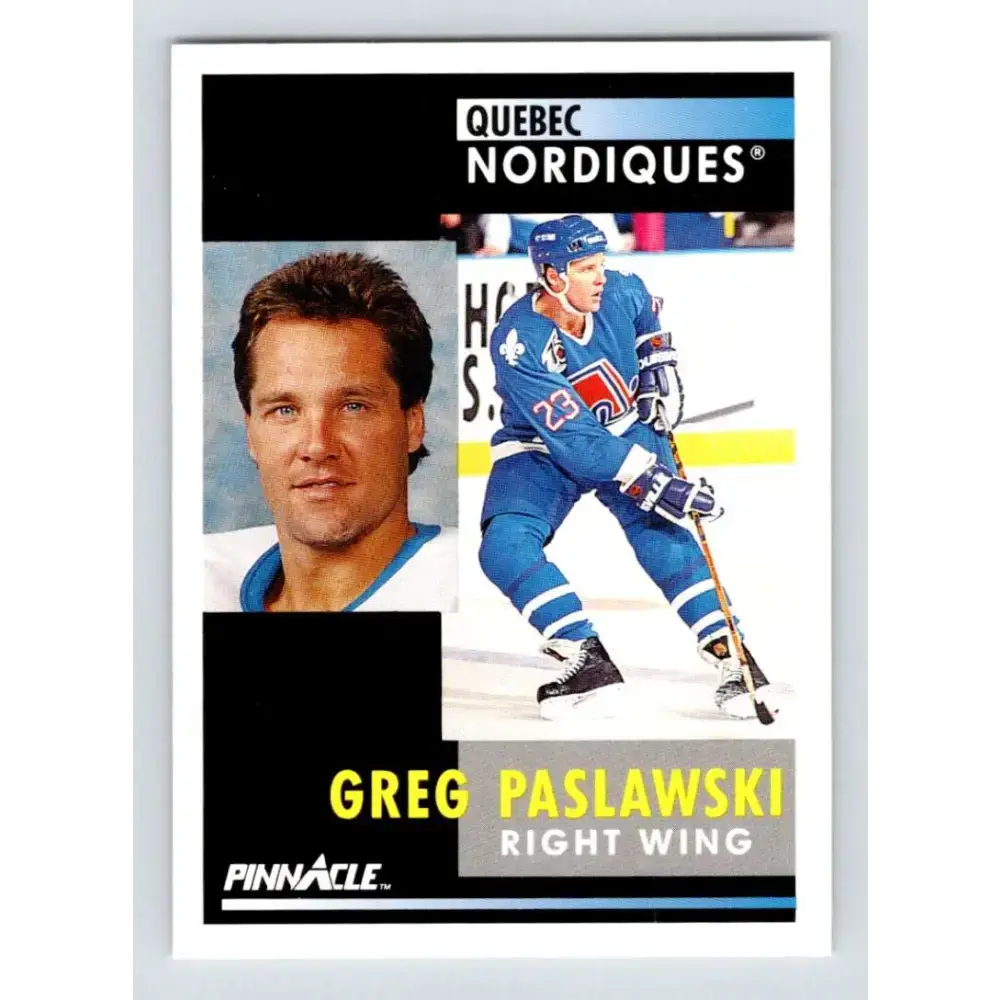1991-92 Pinnacle #286 Greg Paslawski NM-MT Quebec Nordiques Hockey Card - Hockey Card Single