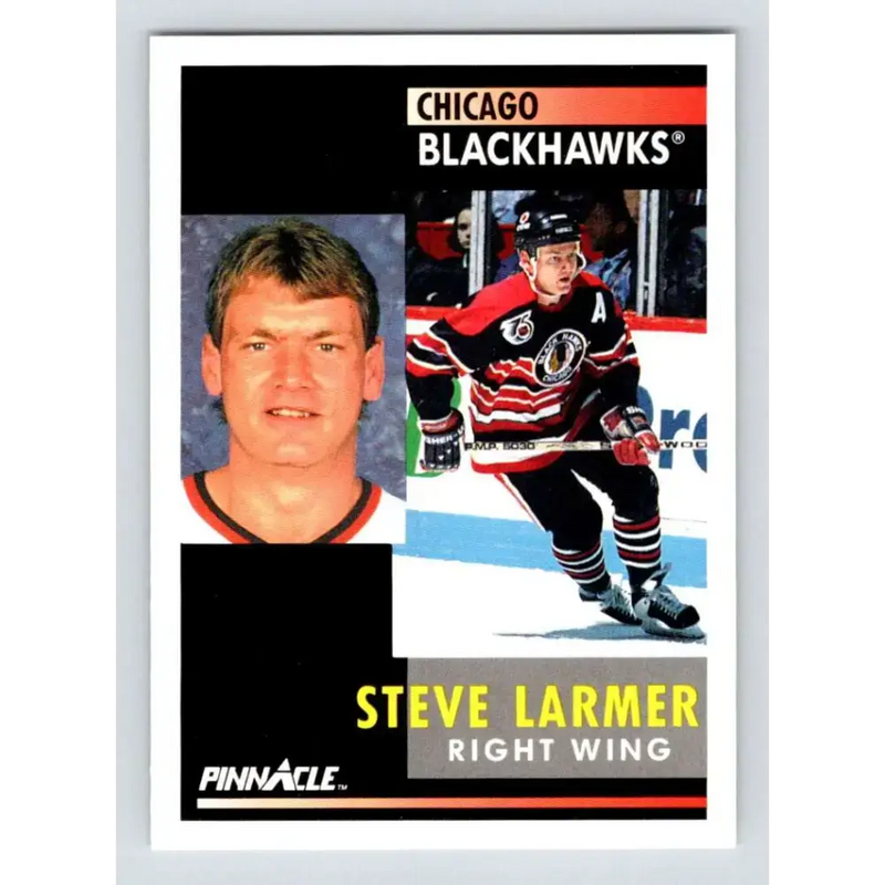 1991-92 Pinnacle #29 Steve Larmer NM-MT Chicago Blackhawks Hockey Card - Hockey Card Single