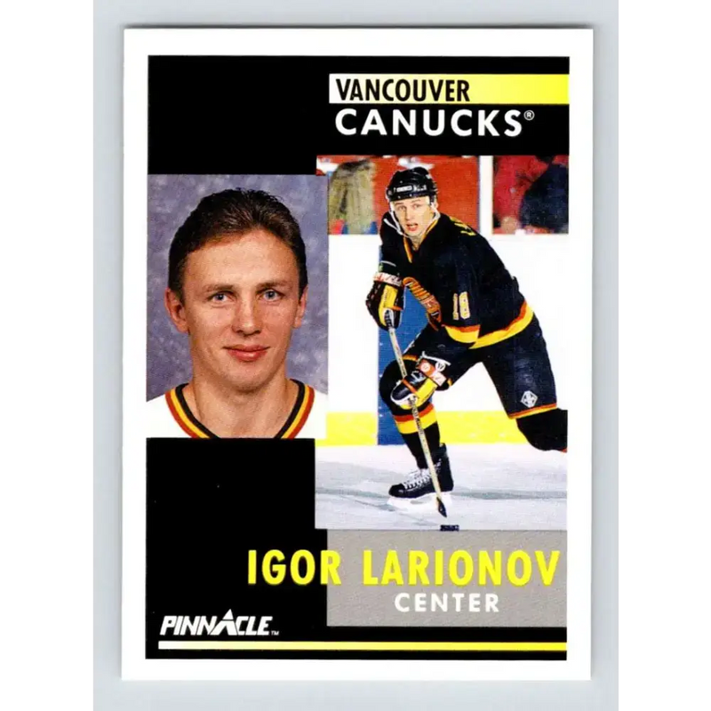 1991-92 Pinnacle #293 Igor Larionov NM-MT Vancouver Canucks Hockey Card - Hockey Card Single