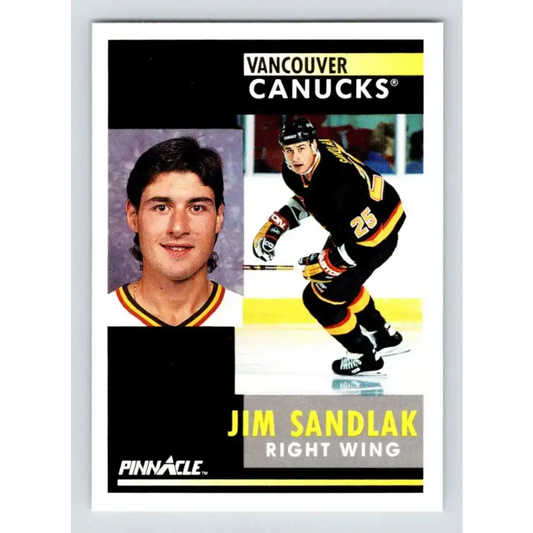 1991-92 Pinnacle #294 Jim Sandlak NM-MT Vancouver Canucks Hockey Card - Hockey Card Single