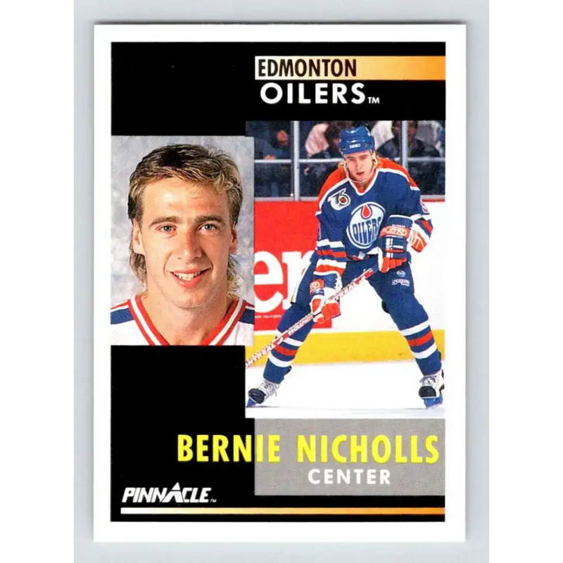 1991-92 Pinnacle #300 Bernie Nicholls NM-MT Edmonton Oilers Hockey Card - Hockey Card Single