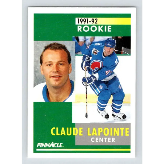 1991-92 Pinnacle #313 Claude Lapointe NM-MT RC Rookie Quebec Nordiques Hockey Card - Hockey Card Single