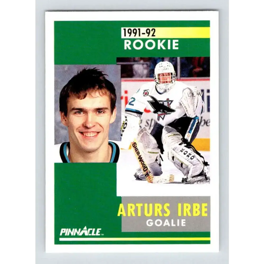 1991-92 Pinnacle #323 Arturs Irbe NM-MT San Jose Sharks Hockey Card - Hockey Card Single