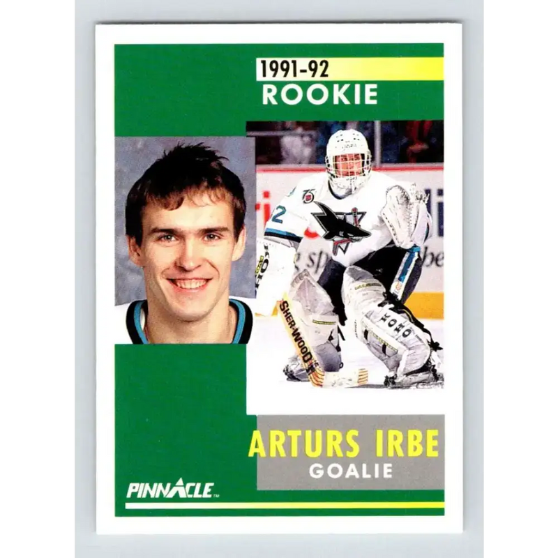 1991-92 Pinnacle #323 Arturs Irbe NM-MT San Jose Sharks Hockey Card - Hockey Card Single